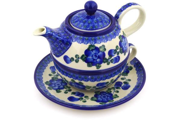 Tea Coffee Pots | Ceramika Artystyczna Tea Set for One 22 oz Blue Poppies Kitchen & Dining Ceramika Artystyczna