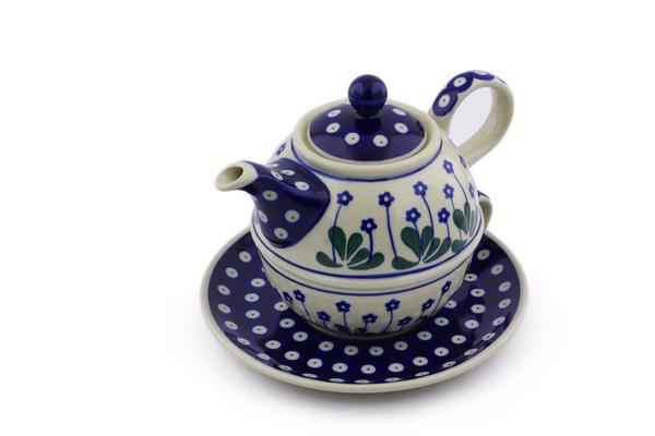 Tea Coffee Pots | Ceramika Artystyczna Tea Set for One 22 oz Forget-me-not Peacock Kitchen & Dining Ceramika Artystyczna