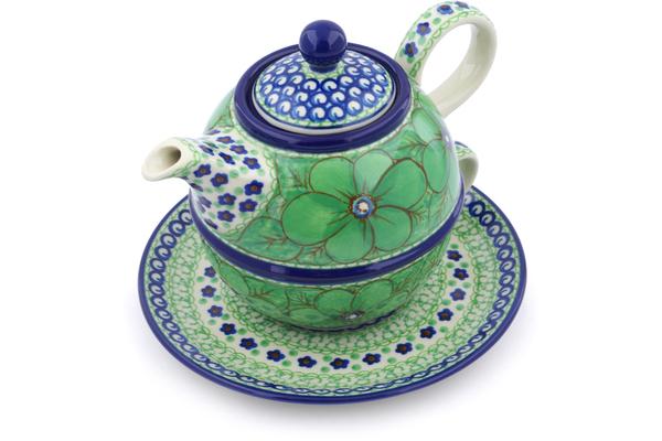 Tea Coffee Pots | Ceramika Artystyczna Tea Set for One 22 oz Key Lime Dreams UNIKAT Kitchen & Dining Ceramika Artystyczna