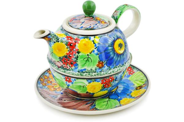 Tea Coffee Pots | Ceramika Artystyczna Tea Set for One 22 oz L61 Magnificent Garden UNIKAT Kitchen & Dining Ceramika Artystyczna