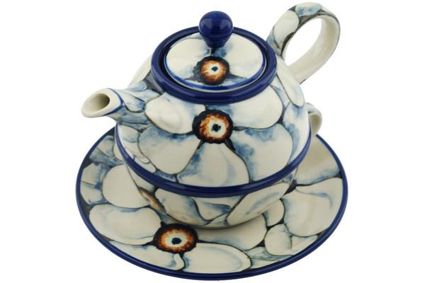 Tea Coffee Pots | Ceramika Artystyczna Tea Set for One 22 oz Looking Poppy UNIKAT Kitchen & Dining Ceramika Artystyczna