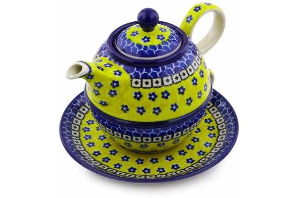 Tea Coffee Pots | Ceramika Artystyczna Tea Set for One 22 oz Sunburst Daisies Kitchen & Dining Ceramika Artystyczna