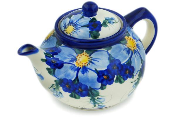 Tea Coffee Pots | Ceramika Bona Tea or Coffee Pot 42 oz Himalayan Blue Poppy UNIKAT Kitchen & Dining Ceramika Bona