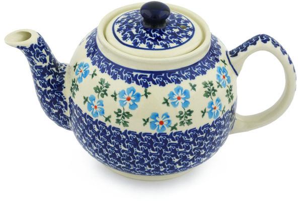 Tea Coffee Pots | Zaklady Ceramiczne Tea or Coffee Pot 4 Cup Blue Summer Kitchen & Dining Tea Coffee Pots