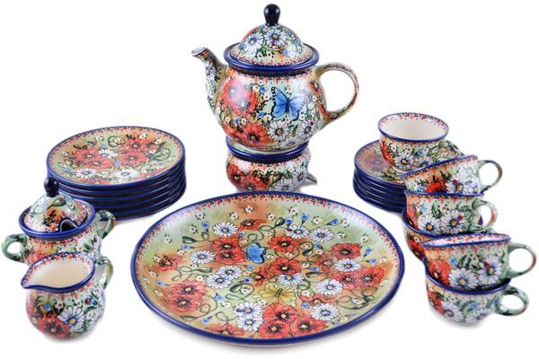 Tea Coffee Pots | Zaklady Ceramiczne Tea or Coffee Set for Six 55 oz Butterfly Kingdom Kitchen & Dining Tea Coffee Pots