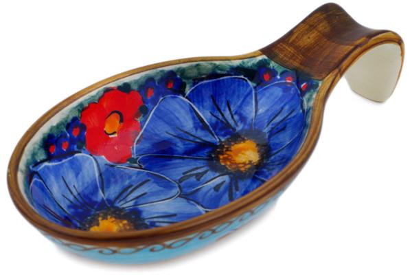 Trays | Cer-Raf Spoon Rest 7" Blue Garden UNIKAT Kitchen & Dining Cer-Raf