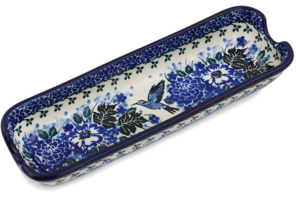 Trays | Ceramika Artystyczna Corn Tray 8" Hummingbird Blue UNIKAT Serving Dishes Ceramika Artystyczna