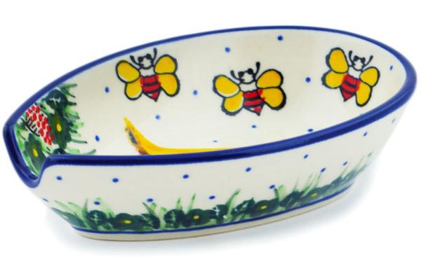 Trays | Ceramika Artystyczna Spoon Rest 5" Bee Happy UNIKAT Kitchen & Dining Ceramika Artystyczna