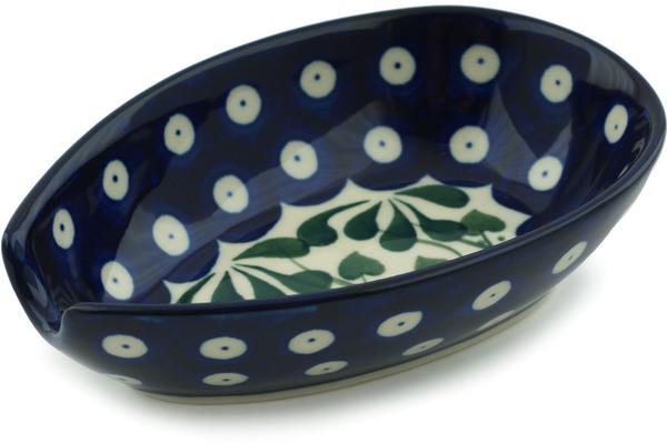 Trays | Ceramika Artystyczna Spoon Rest 5" Bleeding Heart Peacock Kitchen & Dining Ceramika Artystyczna