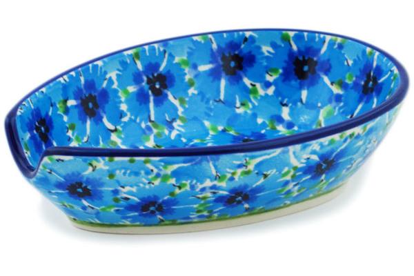 Trays | Ceramika Artystyczna Spoon Rest 5" Blue Bachelor Buttons UNIKAT Kitchen & Dining Ceramika Artystyczna