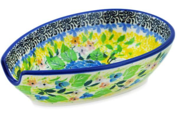 Trays | Ceramika Artystyczna Spoon Rest 5" Blue Hydrangea UNIKAT Kitchen & Dining Ceramika Artystyczna