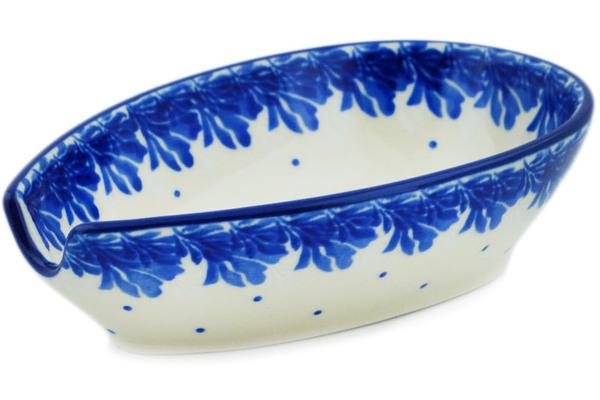 Trays | Ceramika Artystyczna Spoon Rest 5" Blue Wreath Of Leaves Kitchen & Dining Ceramika Artystyczna