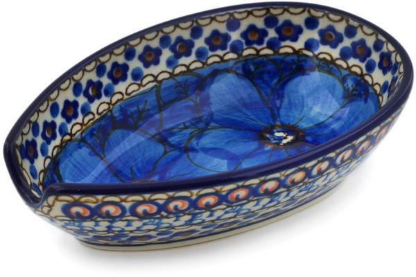 Trays | Ceramika Artystyczna Spoon Rest 5" Cobalt Poppies UNIKAT Kitchen & Dining Ceramika Artystyczna