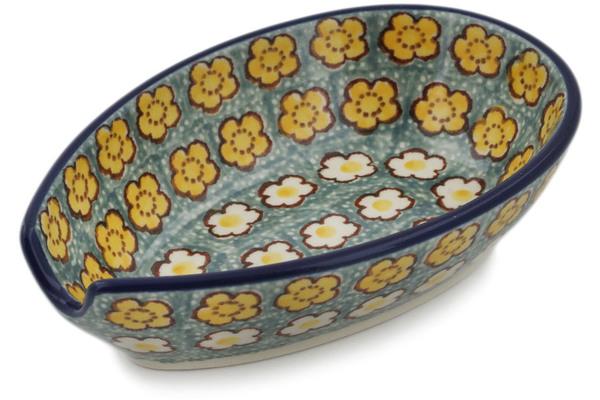 Trays | Ceramika Artystyczna Spoon Rest 5" Popcorn Daisies UNIKAT Kitchen & Dining Ceramika Artystyczna