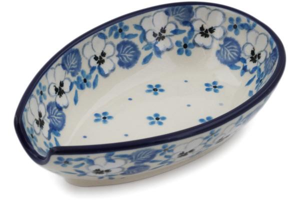 Trays | Ceramika Artystyczna Spoon Rest 5" White Pansy Kitchen & Dining Ceramika Artystyczna