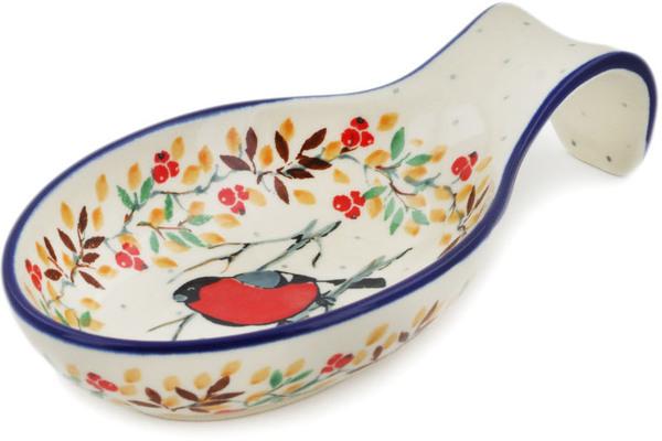 Trays | Ceramika Artystyczna Spoon Rest 7" Bullfinch On Rowan UNIKAT Kitchen & Dining Ceramika Artystyczna