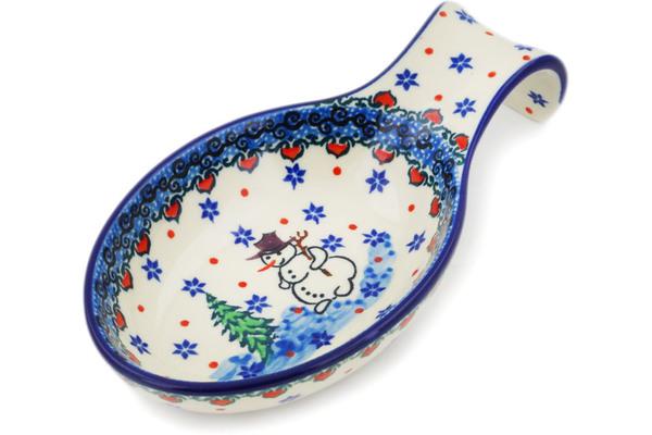 Trays | Ceramika Artystyczna Spoon Rest 7" Dancing Snowman UNIKAT Kitchen & Dining Ceramika Artystyczna