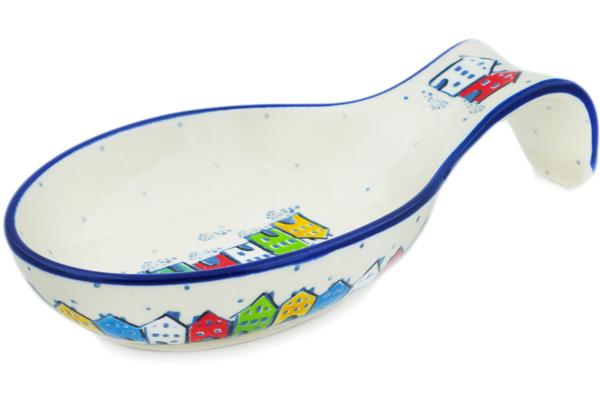 Trays | Ceramika Artystyczna Spoon Rest 7" Village In Spectrum UNIKAT Kitchen & Dining Ceramika Artystyczna