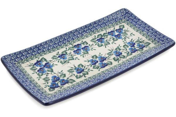 Trays | Ceramika Artystyczna Sushi Tray 12" Blue Pansy Kitchen & Dining Ceramika Artystyczna