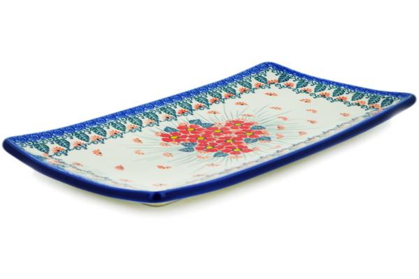 Trays | Ceramika Artystyczna Sushi Tray 12" Pink Forget Me Not UNIKAT Kitchen & Dining Ceramika Artystyczna