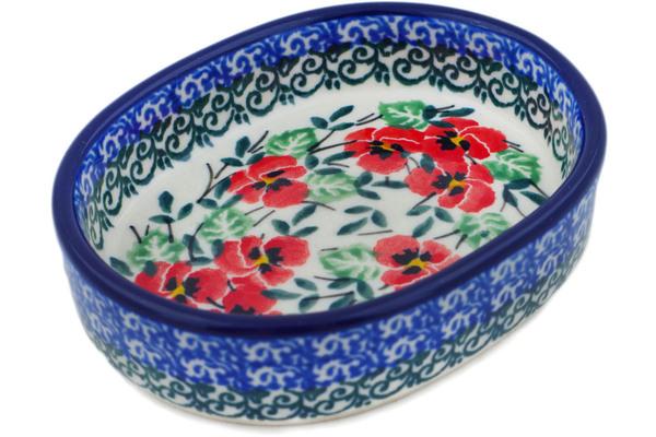 Trays | Ceramika Artystyczna Tray 4" Red Pansy Serving Dishes Ceramika Artystyczna