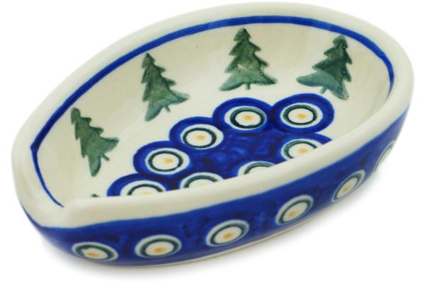 Trays | Ceramika Bona Spoon Rest 5" Peacock Pines Kitchen & Dining Ceramika Bona