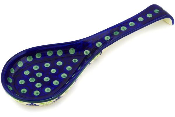 Trays | Zaklady Ceramiczne Spoon Rest 10" Green Gingham Peacock Kitchen & Dining Trays