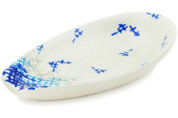 Trays | Zaklady Ceramiczne Spoon Rest 5" Blue Burlap Kitchen & Dining Trays