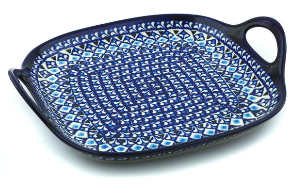 Trays | Zaklady Ceramiczne Tray with Handles 10" Blue Diamond Dream Kitchen & Dining Trays