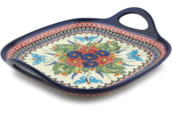 Trays | Zaklady Ceramiczne Tray with Handles 10" Spring Splendor UNIKAT Kitchen & Dining Trays