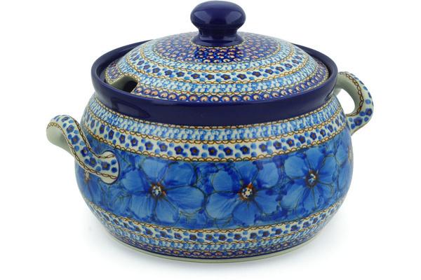 Tureens | Ceramika Artystyczna Tureen 122 oz Blue Poppies UNIKAT Serving Dishes Ceramika Artystyczna