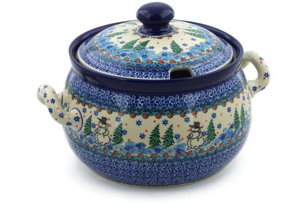 Tureens | Ceramika Artystyczna Tureen 122 oz Dancing Snowman UNIKAT Serving Dishes Ceramika Artystyczna