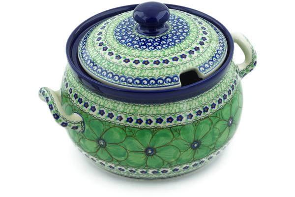 Tureens | Ceramika Artystyczna Tureen 122 oz Green Pansies UNIKAT Serving Dishes Ceramika Artystyczna