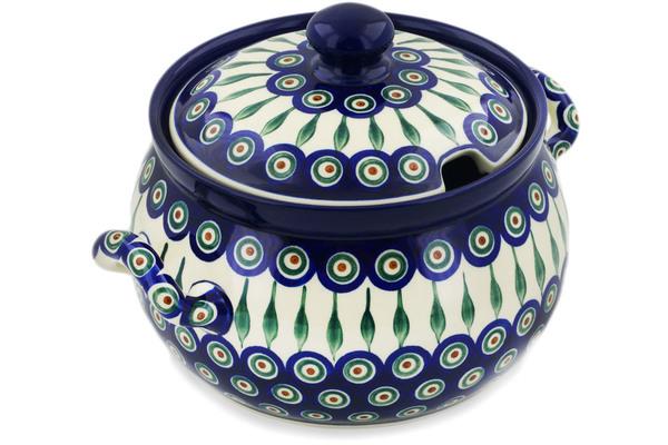 Tureens | Ceramika Artystyczna Tureen 122 oz Peacock Leaves Serving Dishes Ceramika Artystyczna