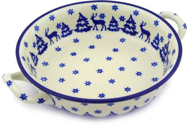 Bakers | Ceramika Artystyczna Round Baker with Handles Medium Winter Deer Bakers Bakers