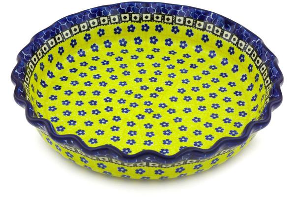 Pie Dishes | Ceramika Artystyczna Fluted Pie Dish 10" Sunburst Daisies Bakeware Ceramika Artystyczna