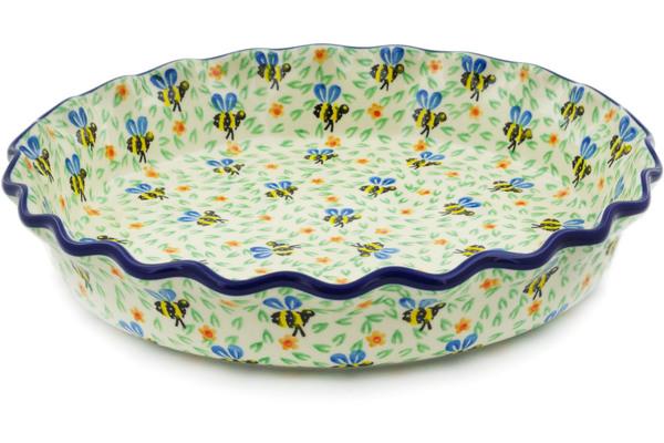 Pie Dishes | Ceramika Artystyczna Fluted Pie Dish 10" Honey Bee Bakeware Ceramika Artystyczna