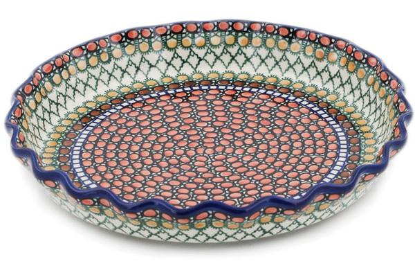 Pie Dishes | Ceramika Artystyczna Fluted Pie Dish 10" Orange Tranquility UNIKAT Bakeware Ceramika Artystyczna