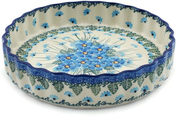 Pie Dishes | Ceramika Artystyczna Fluted Pie Dish 8" Forget Me Not UNIKAT Bakeware Ceramika Artystyczna