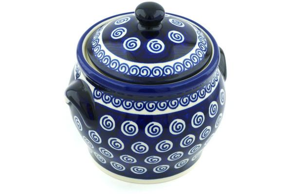 Jars | Zaklady Ceramiczne Jar with Lid and Handles 6" Cobalt Swirl Jars Jars