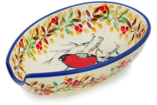 Trays | Ceramika Artystyczna Spoon Rest 5" Bullfinch On Rowan UNIKAT Kitchen & Dining Ceramika Artystyczna