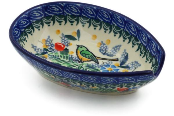 Trays | Ceramika Artystyczna Spoon Rest 5" Green Bird Meadow UNIKAT Kitchen & Dining Ceramika Artystyczna