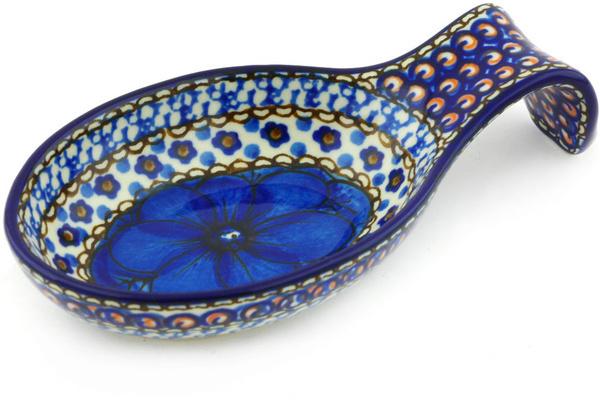 Trays | Ceramika Artystyczna Spoon Rest 7" Cobalt Poppies UNIKAT Kitchen & Dining Ceramika Artystyczna