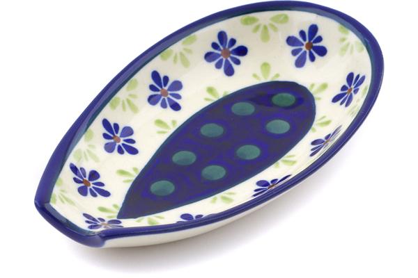 Trays | Zaklady Ceramiczne Spoon Rest 5" Green Gingham Peacock Kitchen & Dining Trays