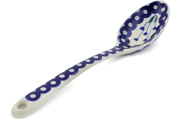 Spoons | Ceramika Artystyczna Serving Spoon 13" Blue Tulip Peacock Kitchen & Dining Ceramika Artystyczna