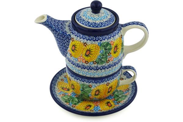 Tea Coffee Pots | Ceramika Artystyczna Tea Set for One 17 oz Enchanted Spring UNIKAT Kitchen & Dining Ceramika Artystyczna