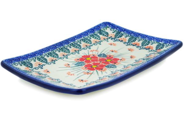 Trays | Ceramika Artystyczna Sushi Tray 7" Pink Forget Me Not UNIKAT Kitchen & Dining Ceramika Artystyczna